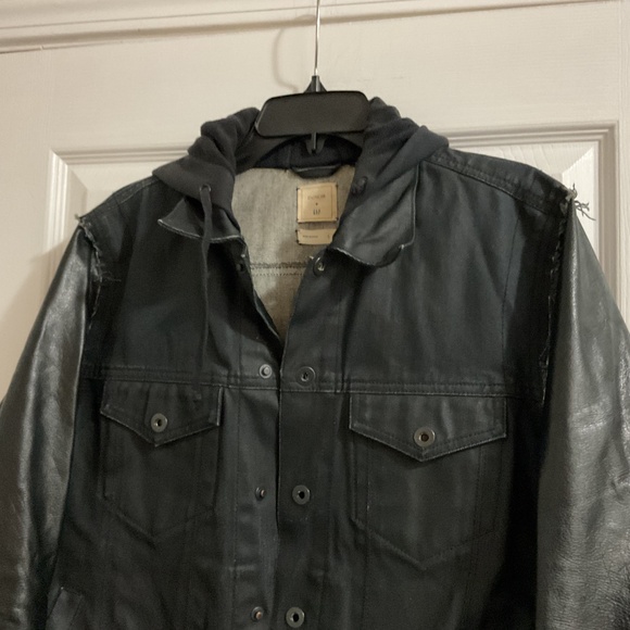Men’s Gap En Noir Waxed Denim and Leather Biker Jacket, Large - Picture 3 of 9
